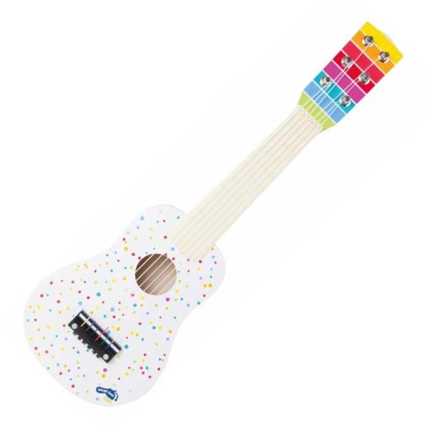 Small Foot Ξύλινη Κιθάρα Λευκή - Πουά 53cm