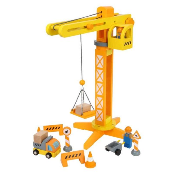 Small Foot Construction Crane - Ξύλινος Περιστρεφόμενος Γερανός 44 εκ. με Αξεσουάρ