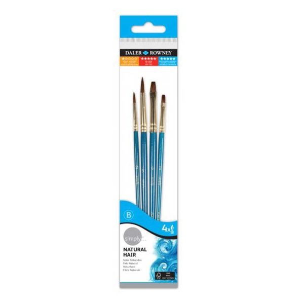 Daler Rowney Simply Natural Hair Brush Set 4-Pack Πινέλα Ζωγραφικής (4τμχ)