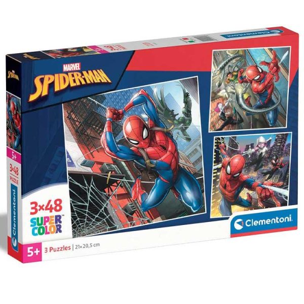 Clementoni Supercolor Puzzle Marvel Spider-Man - 3 Παζλ με 48 κομμάτια