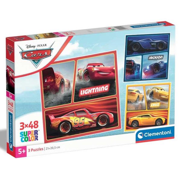 Clementoni Supercolor Puzzle Disney Cars - 3 Παζλ με 48 κομμάτια