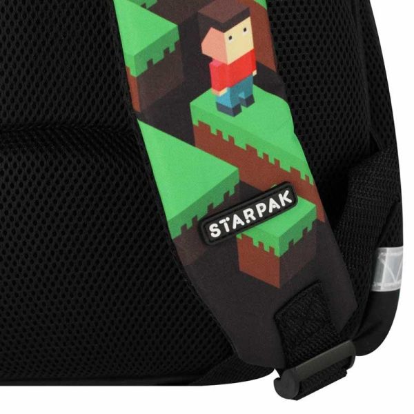 StarPak Pixel Game Σχολική Τσάντα Πλάτης Δημοτικού Πράσινη Μ30 x Π20 x Υ42εκ