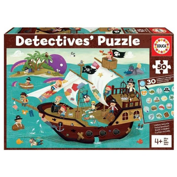 Educa Detective's Puzzle Πειρατές - Παζλ 'Βρες τα Κρυμμένα Αντικείμενα' με 50 Κομμάτια