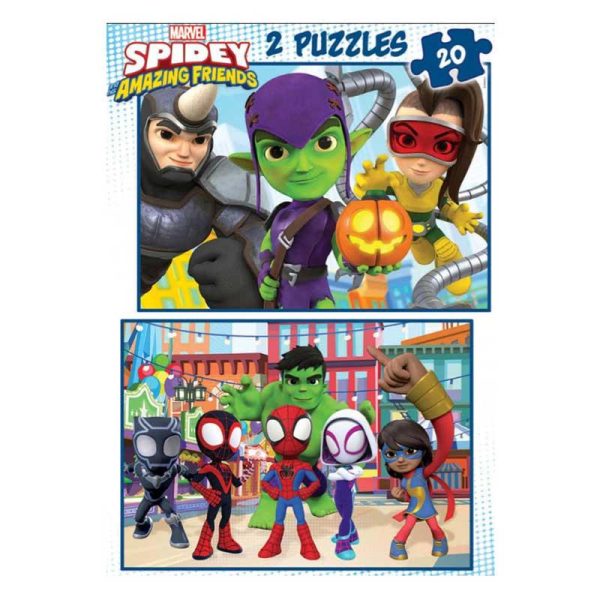 Educa Marvel Spidey Puzzles - Σετ με 2 Παζλ 20τμχ