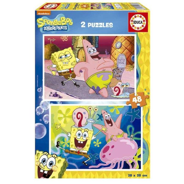 Educa Μπομπ Σφουγκαράκης Puzzles - Σετ με 2 Παζλ 48τμχ