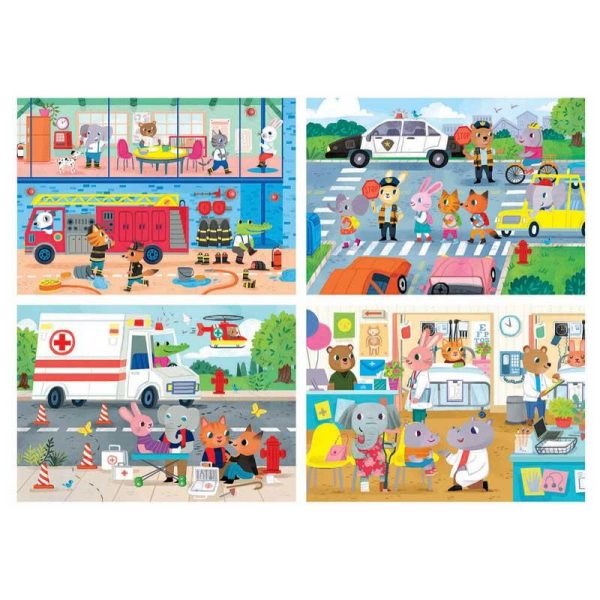Educa 4 in 1 Progressive Puzzles 'Καθημερινοί Ήρωες' - Σετ με 4 Παζλ (20-40-60-80τμχ)