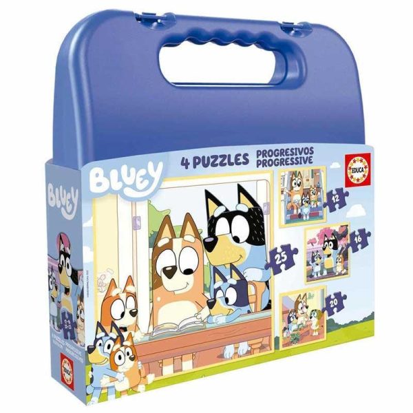 Educa Bluey Puzzles - Σετ Βαλιτσάκι με 4 Παζλ (12-16-20-25τμχ)