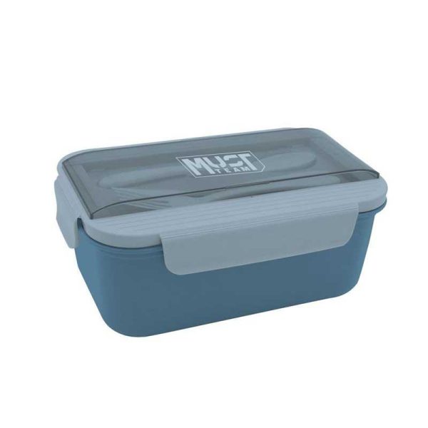 MUST Φαγητοδοχείο 1500ml PP Πλαστικό Με Κουτάλι Και Πιρούνι (Μπλε)