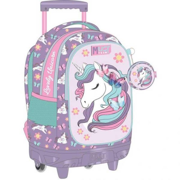 Must Τeam 'Lovely Unicorn' Σχολική Τσάντα Τρόλεϊ Δημοτικού με Πορτοφολάκι 44εκ.