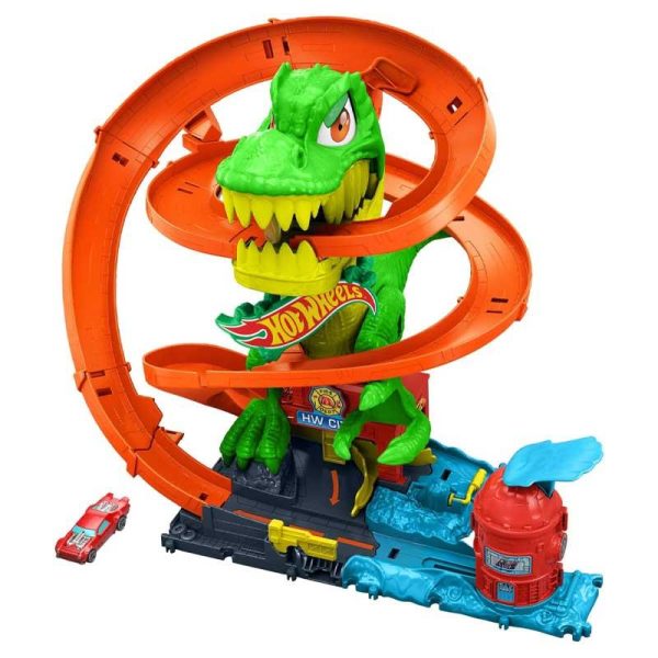 Hot Wheels City T-Rex Blaze Battle - Πίστα Πυροσβεστικός Σταθμός με Αυτοκινητάκι