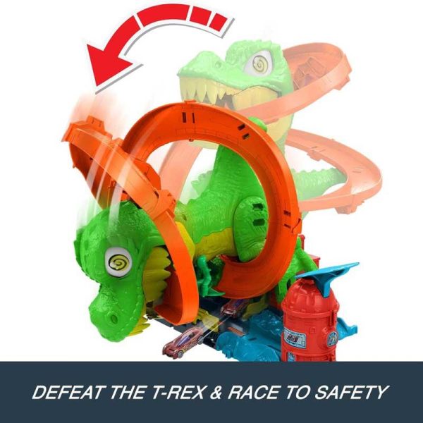 Hot Wheels City T-Rex Blaze Battle - Πίστα Πυροσβεστικός Σταθμός με Αυτοκινητάκι