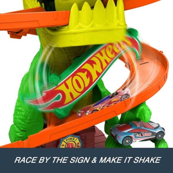Hot Wheels City T-Rex Blaze Battle - Πίστα Πυροσβεστικός Σταθμός με Αυτοκινητάκι