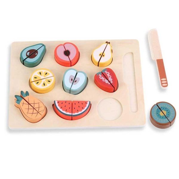 Luna Toys Παζλ Ξύλινο με Σφηνώματα Φρούτα που Κόβονται 19τμχ
