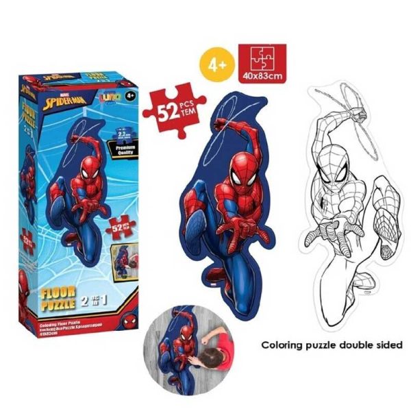Luna 2in1 Floor Puzzle Χρωματισμού XL Spider-Man 83x40cm με 52τμχ