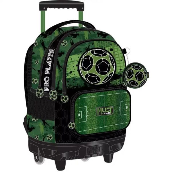 Must Team 'Pro Player' - Σχολική Τσάντα Trolley Δημοτικού Ποδόσφαιρο + Δώρο Πορτοφόλι