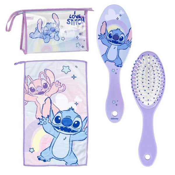 Cerda Disney Stitch - Διάφανο Νεσεσέρ με Πετσέτα & Βούρτσα Μαλλιών